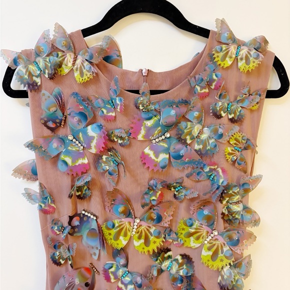 Cynthia Rowley Butterfly Embellished Organza Dress - Picture 9 of 11